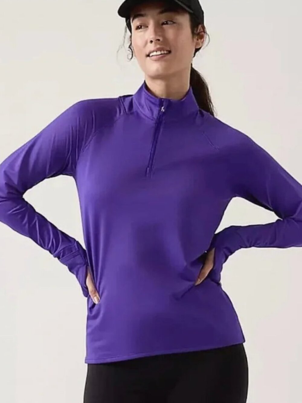 *Athleta* Whistler Half Zip Athletic Training Pullover Top in Royal Blue - Large